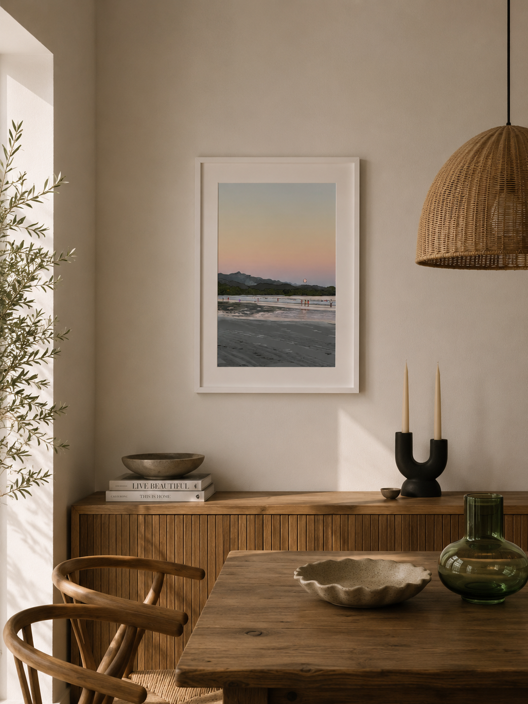 A3 Costa Rica print framed in a sunlit dining room
