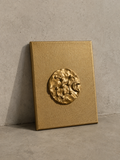 Astra ceramic art on gold canvas, raised metallic gold constellation design
