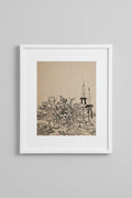 Framed Dinner Party print of a candlelit table setting with flowers