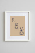 Framed Teddy Bears print of hand-drawn bears on a wall