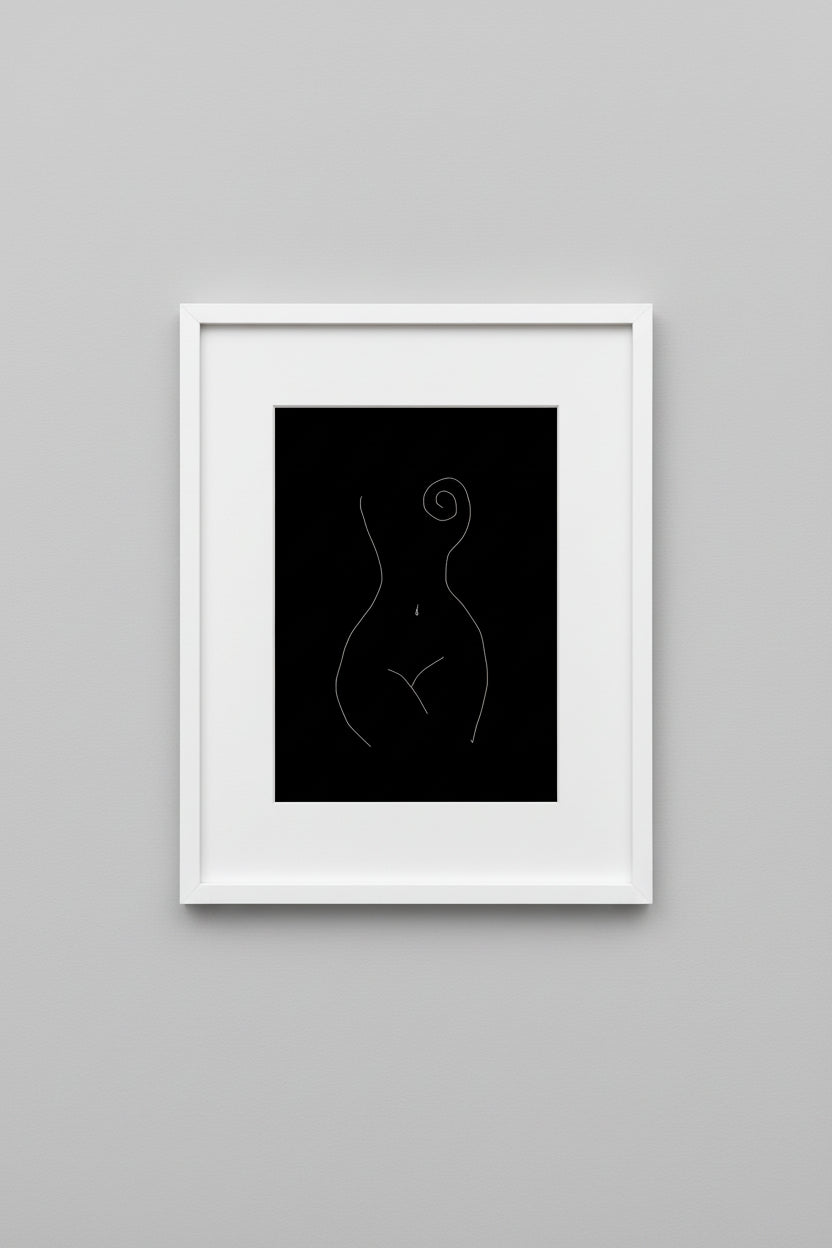Framed Venus III line-art print on a neutral wall