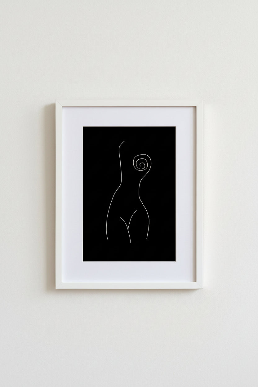 Framed Venus II line-art print on a neutral wall