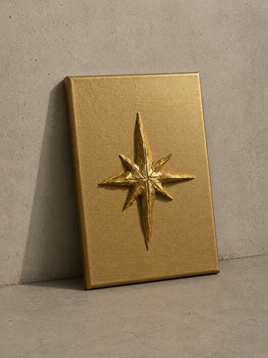 Polaris — an original handmade ceramic star artwork on canvas by Arianna Lucia. Inspired by the North Star, crafted in our London studio. 20×15 cm.