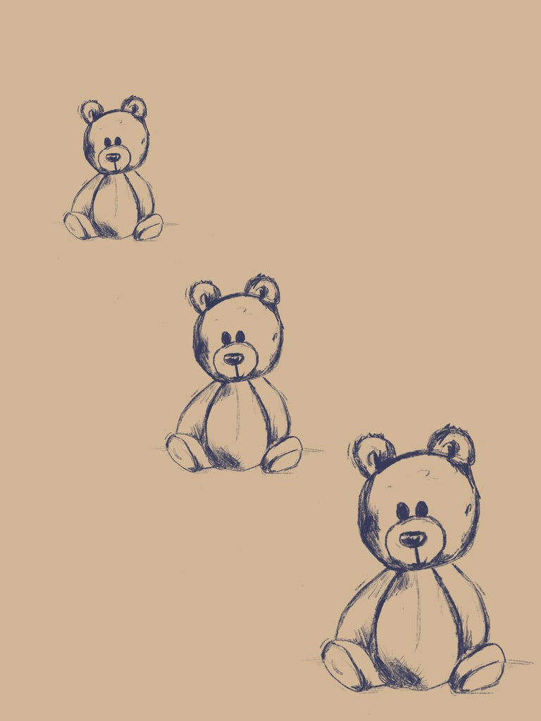 Teddy Bears print of hand-drawn bears on a wall in a nursery