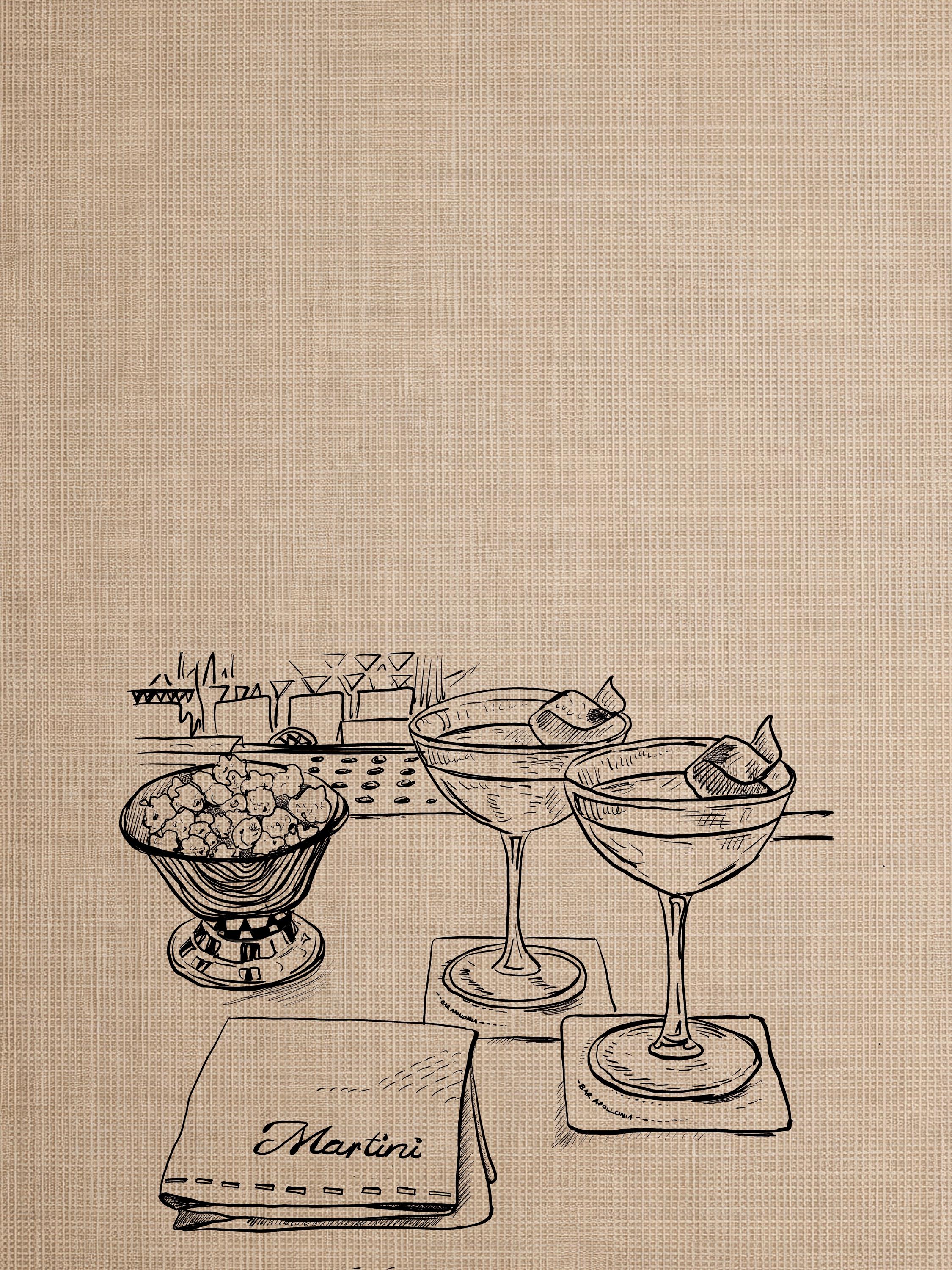 Unframed Couple of Martinis print of cocktail glasses