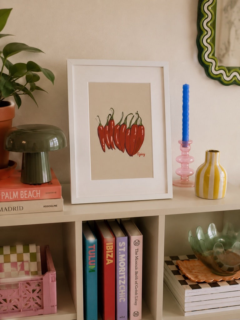 a4 a4 Framed & mounted Picante print of red chilli peppers in a nice home