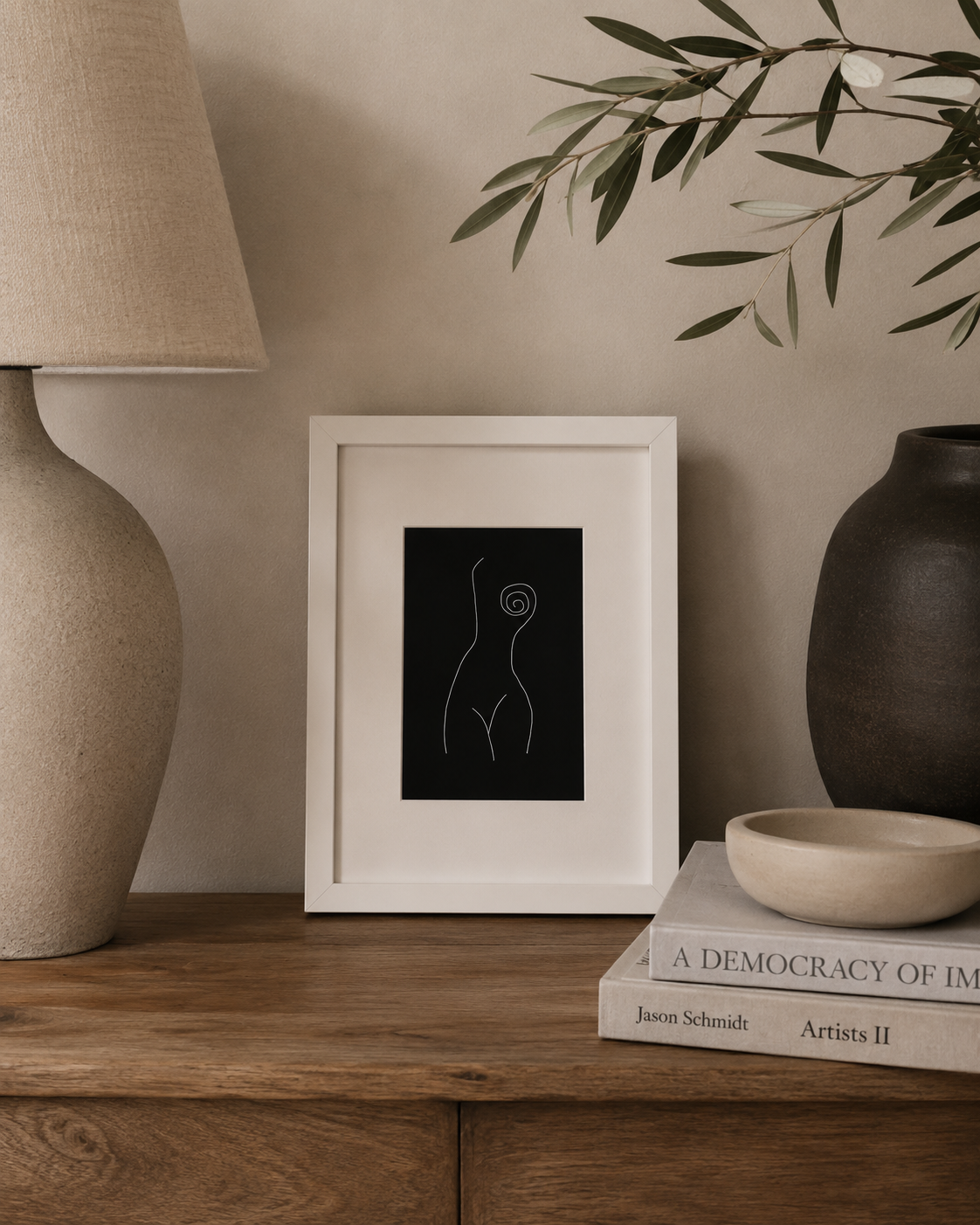 a5 Framed Venus II line-art print in a nice home