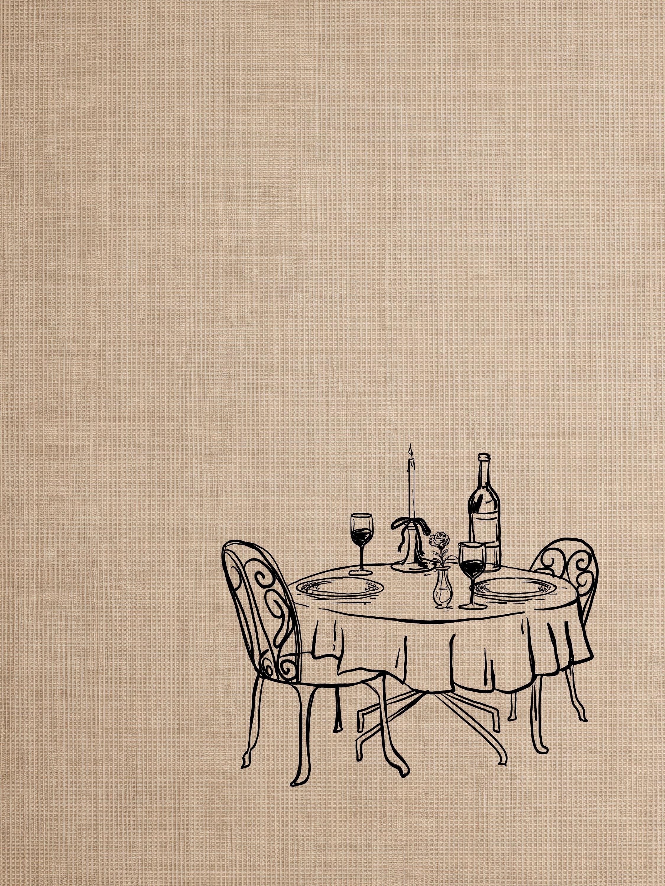 unframed Date Night print of a candlelit table for two on linen